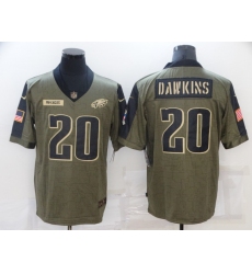 Men's Philadelphia Eagles #20 Brian Dawkins Nike Olive 2021 Salute To Service Limited Player Jersey