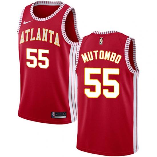 Men's Nike Atlanta Hawks #55 Dikembe Mutombo Authentic Red ...