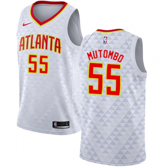 Men's Nike Atlanta Hawks #55 Dikembe Mutombo Authentic ...