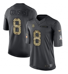 Men's Nike Minnesota Vikings #8 Kirk Cousins Limited Black 2016 Salute to Service NFL Jersey