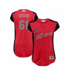 Women's Detroit Tigers #61 Shane Greene Authentic Red American League 2019 Baseball All-Star Jersey