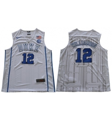 Duke Blue Devils #12 Zion Williamson White Basketball Elite Stitched NCAA Jersey