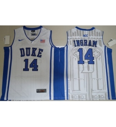 Duke Blue Devils #14 Brandon Ingram White Basketball Elite V Neck Stitched NCAA Jersey