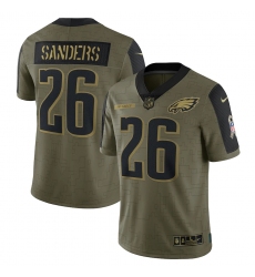 Men's Philadelphia Eagles #26 Miles Sanders Nike Olive 2021 Salute To Service Limited Player Jersey