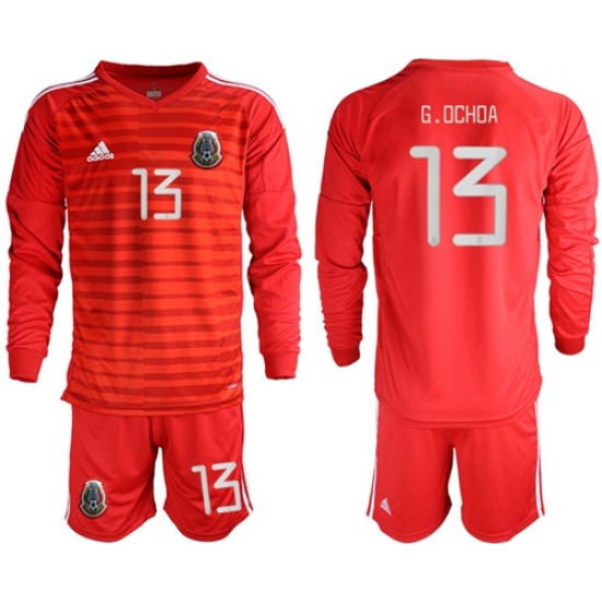 Mexico #13 G.Ochoa Red Long Sleeves Goalkeeper Soccer Country Jersey ...