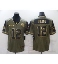 Men's Tampa Bay Buccaneers #12 Tom Brady Nike Gold 2021 Salute To Service Limited Player Jersey