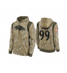 Men's Baltimore Ravens #99 Jayson Oweh Camo 2021 Salute To Service Therma Performance Pullover Football Hoodie