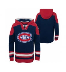 Men's Montreal Canadiens Blank Navy Ageless Must-Have Lace-Up Pullover Hockey Hoodie