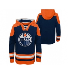 Men's Edmonton Oilers Blank Navy Ageless Must-Have Lace-Up Pullover Hockey Hoodie
