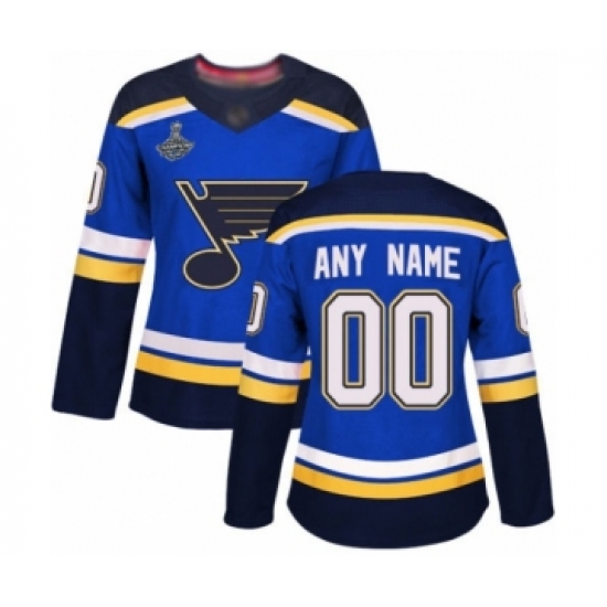 Women&#39;s St. Louis Blues Customized Authentic Royal Blue Home 2019 Stanley Cup Champions Hockey ...