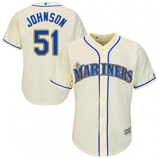Youth Majestic Seattle Mariners #51 Randy Johnson Authentic Cream ...