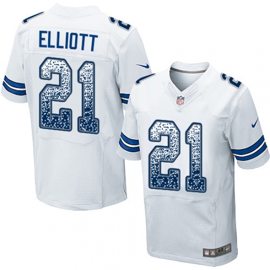 Men's Nike Dallas Cowboys #21 Ezekiel Elliott Elite White Road ...