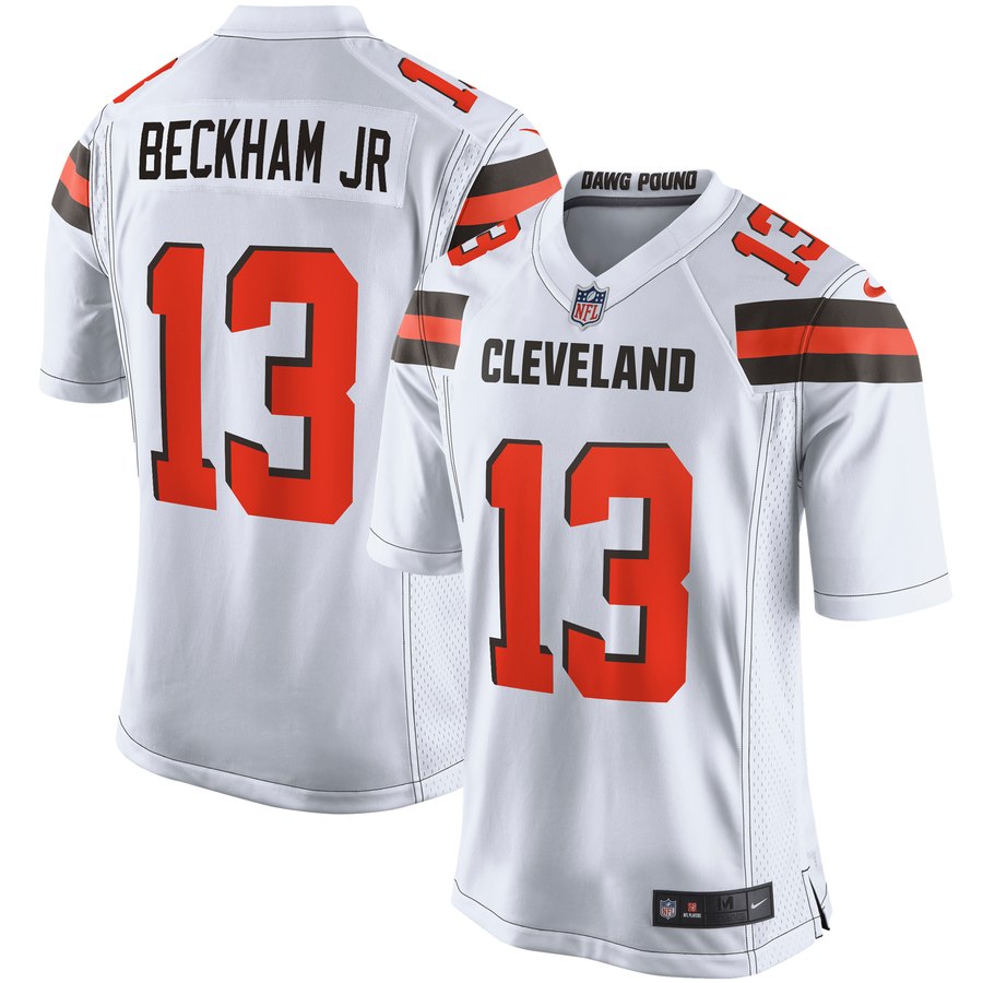 Men's Cleveland Browns #13 Odell Beckham Jr Nike White Game Jersey ...