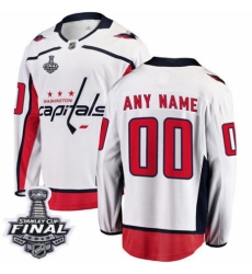 Men's Washington Capitals Customized Fanatics Branded White Away Breakaway 2018 Stanley Cup Final NHL Jersey