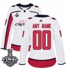 Women's Adidas Washington Capitals Customized Authentic White Away 2018 Stanley Cup Final NHL Jersey