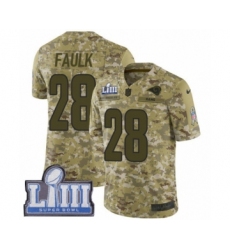 Men's Nike Los Angeles Rams #28 Marshall Faulk Limited Camo 2018 Salute to Service Super Bowl LIII Bound NFL Jersey