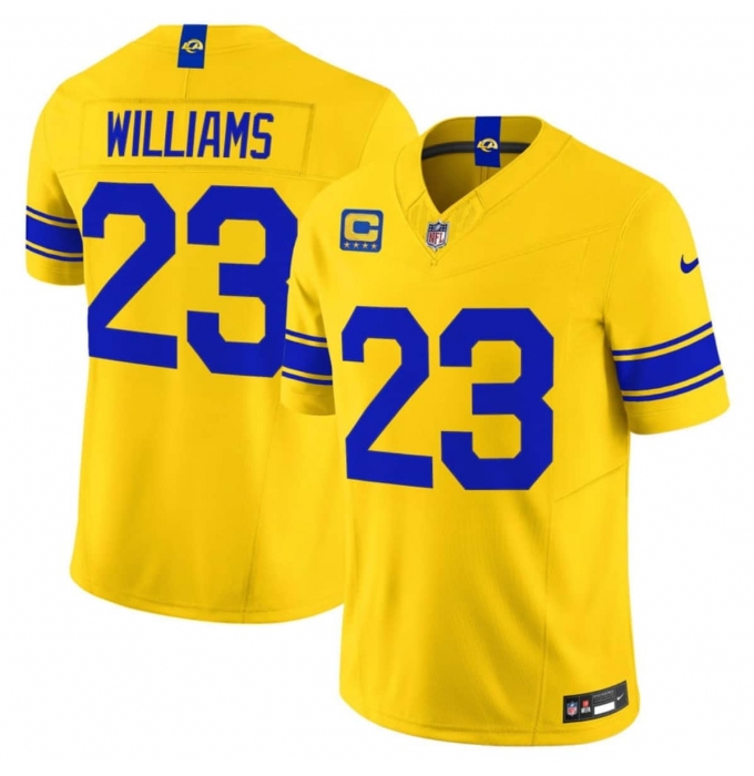 Men's Los Angeles Rams #23 Kyren Williams Yellow 2026 F.U.S.E. With 4- Star C Vapor Limited Football Stitched Jersey