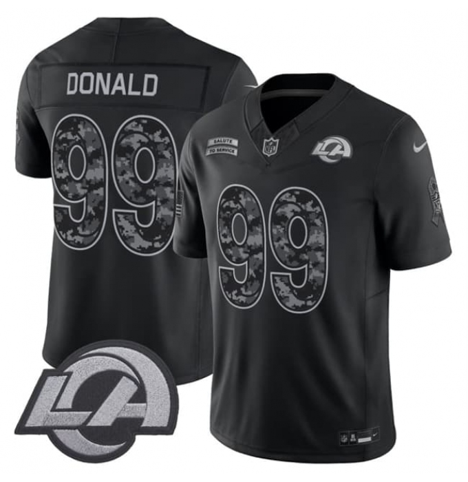 Men's Los Angeles Rams #99 Aaron Donald Black 2026 F.U.S.E. Salute to Service Limited Football Stitched Jersey