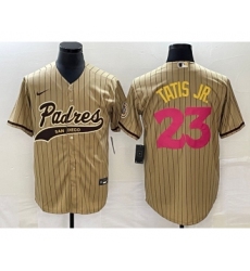 Men's San Diego Padres #23 Fernando Tatis Jr Tan NEW 2023 City Connect Cool Base Stitched Jersey