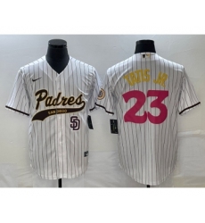 Men's San Diego Padres #23 Fernando Tatis Jr White NEW 2023 City Connect Cool Base Stitched Jersey 1