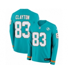 Men's Nike Miami Dolphins #83 Mark Clayton Limited Aqua Therma Long Sleeve NFL Jersey