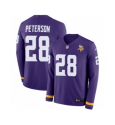 Youth Nike Minnesota Vikings #28 Adrian Peterson Limited Purple Therma Long Sleeve NFL Jersey