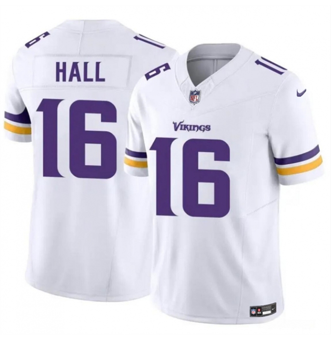 Men's Minnesota Vikings #16 Jaren Hall White 2023 F.U.S.E. Vapor Untouchable Limited Football Stitched Jersey