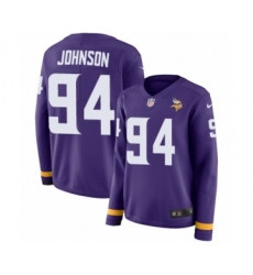 Women's Nike Minnesota Vikings #94 Jaleel Johnson Limited Purple Therma Long Sleeve NFL Jersey