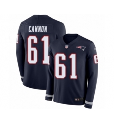 Men's Nike New England Patriots #61 Marcus Cannon Limited Navy Blue Therma Long Sleeve NFL Jersey
