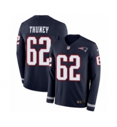 Men's Nike New England Patriots #62 Joe Thuney Limited Navy Blue Therma Long Sleeve NFL Jersey