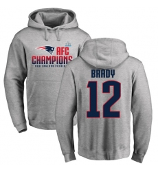 Nike New England Patriots #12 Tom Brady Heather Gray 2017 AFC Champions Pullover Hoodie