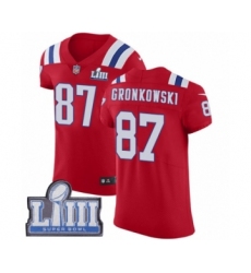 Men's Nike New England Patriots #87 Rob Gronkowski Red Alternate Vapor Untouchable Elite Player Super Bowl LIII Bound NFL Jersey