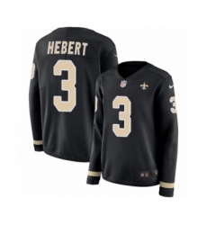Women's Nike New Orleans Saints #3 Bobby Hebert Limited Black Therma Long Sleeve NFL Jersey