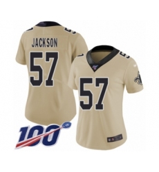 Women's New Orleans Saints #57 Rickey Jackson Limited Gold Inverted Legend 100th Season Football Jersey