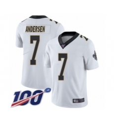 Men's New Orleans Saints #7 Morten Andersen White Vapor Untouchable Limited Player 100th Season Football Jersey
