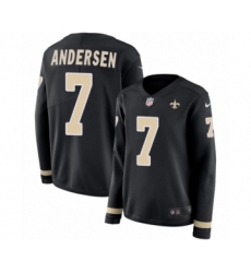 Women's Nike New Orleans Saints #7 Morten Andersen Limited Black Therma Long Sleeve NFL Jersey