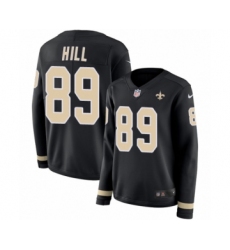 Women's Nike New Orleans Saints #89 Josh Hill Limited Black Therma Long Sleeve NFL Jersey