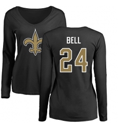 NFL Women's Nike New Orleans Saints #24 Vonn Bell Black Name & Number Logo Slim Fit Long Sleeve T-Shirt