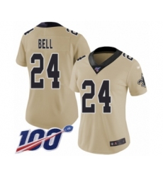 Women's New Orleans Saints #24 Vonn Bell Limited Gold Inverted Legend 100th Season Football Jersey