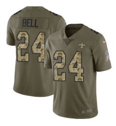 Youth Nike New Orleans Saints #24 Vonn Bell Limited Olive Camo 2017 Salute to Service NFL Jersey