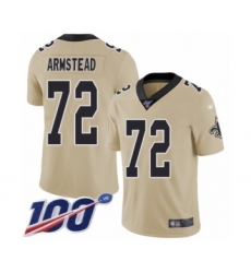 Youth New Orleans Saints #72 Terron Armstead Limited Gold Inverted Legend 100th Season Football Jersey