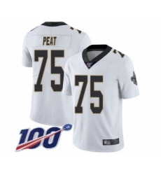 Men's New Orleans Saints #75 Andrus Peat White Vapor Untouchable Limited Player 100th Season Football Jersey