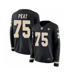 Women's Nike New Orleans Saints #75 Andrus Peat Limited Black Therma Long Sleeve NFL Jersey