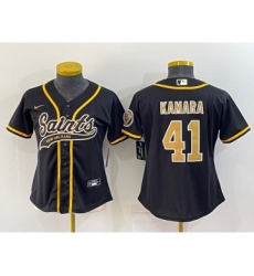 Women's New Orleans Saints #41 Alvin Kamara Black With Patch Cool Base Stitched Baseball Jersey