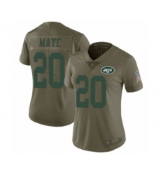 Women's New York Jets #20 Marcus Maye Limited Olive 2017 Salute to Service Football Jersey
