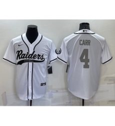 Men's Las Vegas Raiders #4 Derek Carr White Grey Stitched MLB Cool Base Nike Baseball Jersey