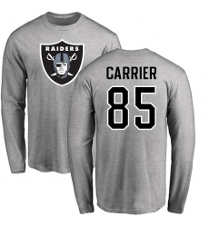NFL Nike Oakland Raiders #85 Derek Carrier Ash Name & Number Logo Long Sleeve T-Shirt