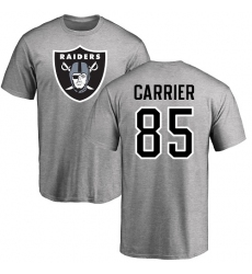 NFL Nike Oakland Raiders #85 Derek Carrier Ash Name & Number Logo T-Shirt