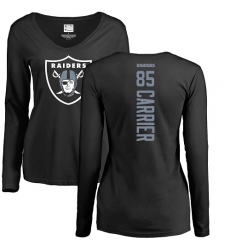 NFL Women's Nike Oakland Raiders #85 Derek Carrier Black Backer Long Sleeve T-Shirt