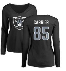 NFL Women's Nike Oakland Raiders #85 Derek Carrier Black Name & Number Logo Long Sleeve T-Shirt